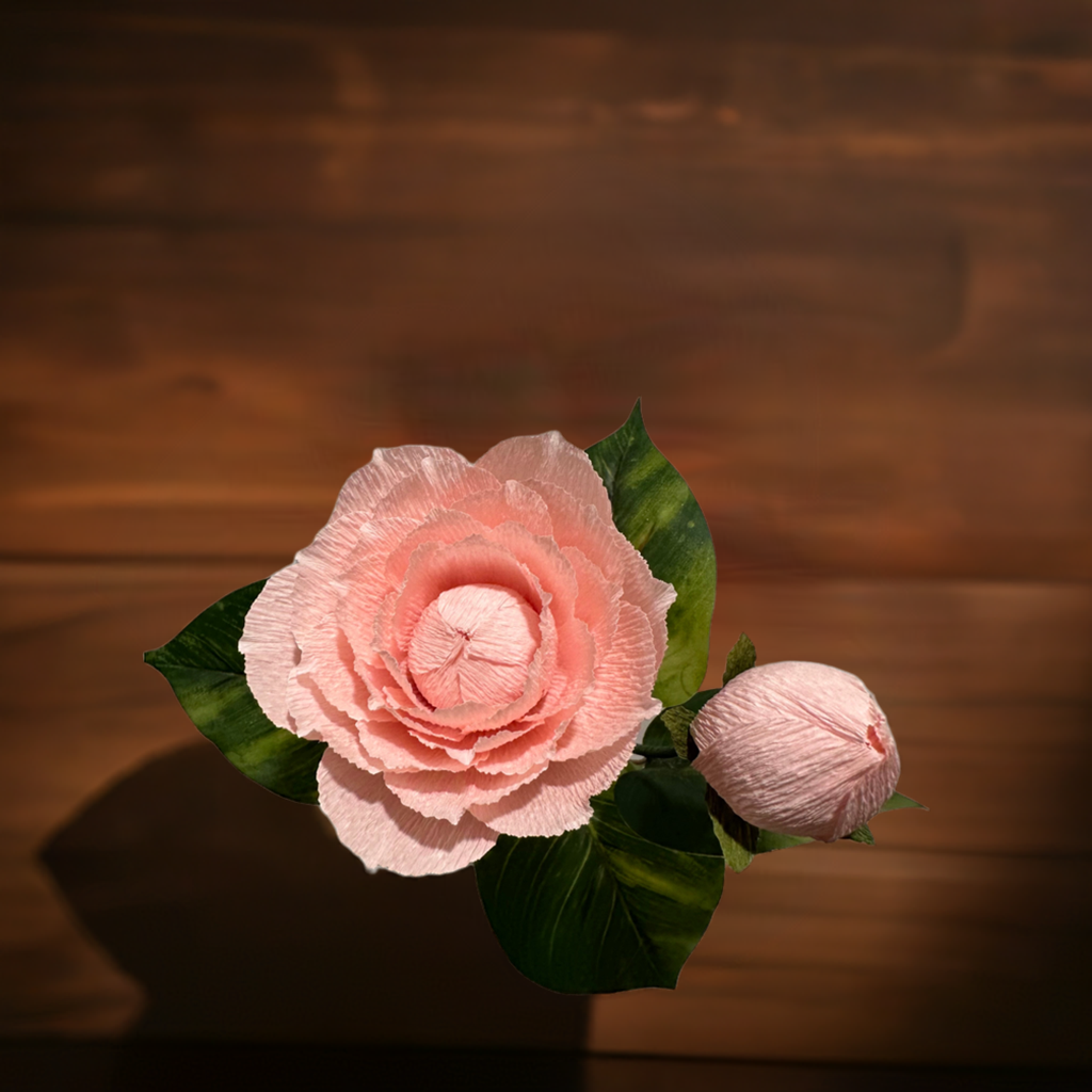 Baby Blush Paper Crepe Hand Crafted Flowers ( gifts, Mother’s Day, valentines, special occasion)