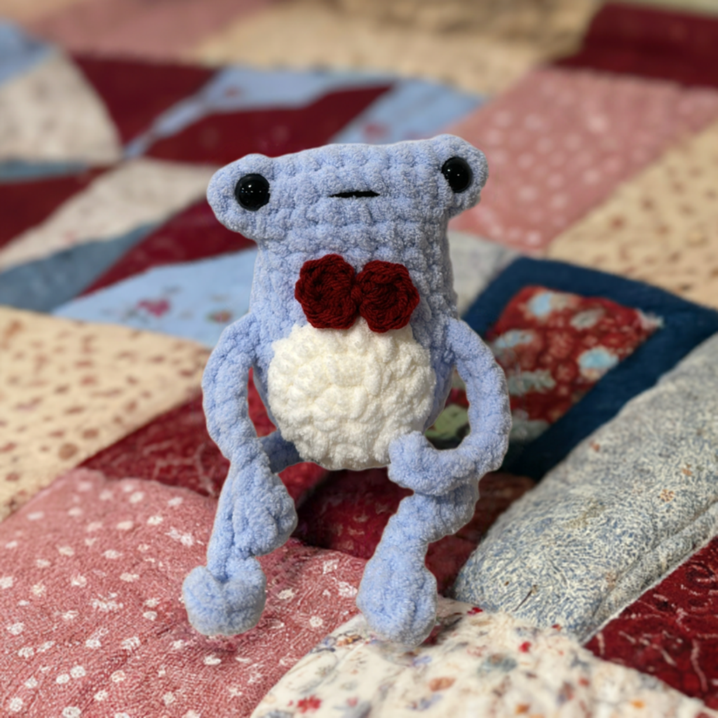 Light Blue Unique Crochet Long Leg Frog