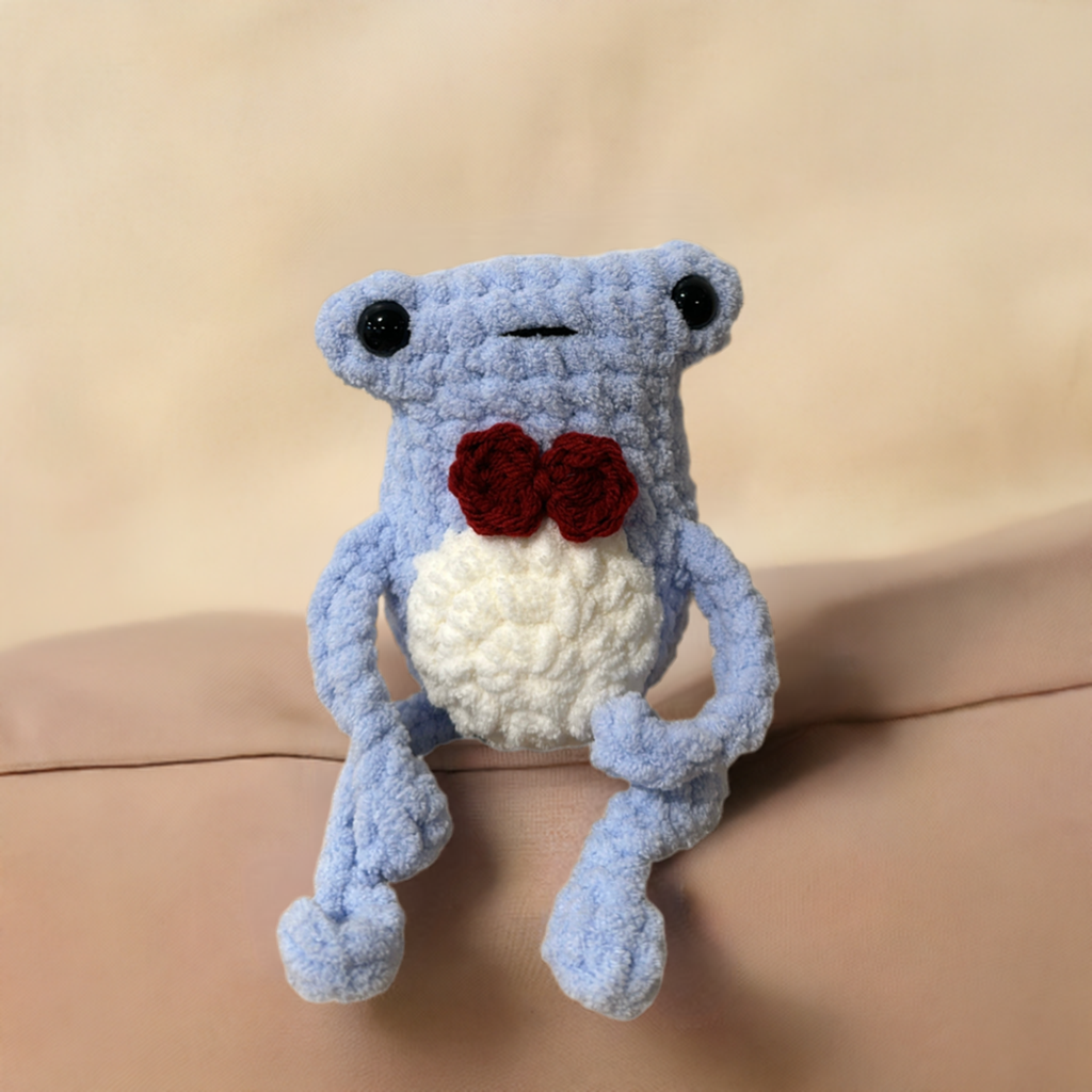 Light Blue Unique Crochet Long Leg Frog